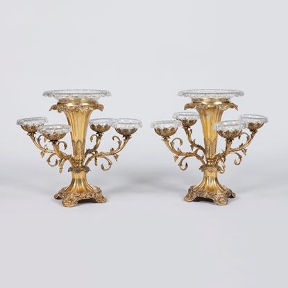 A Pair of Victorian Silver Gilt Plated Epergnes