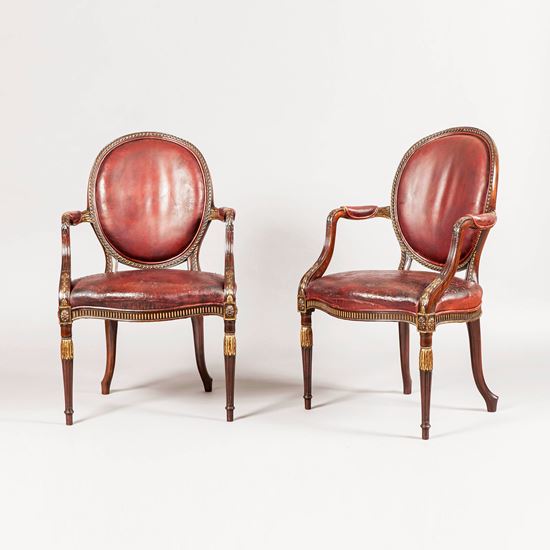 A Fine Pair of Armchairs in the Neo-classical manner of Robert Adam