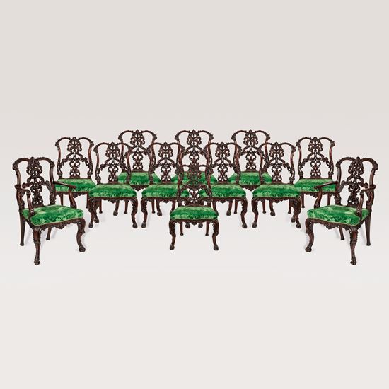 A Fine Set of Twelve Dining Chairs in the Manner of Thomas Chippendale