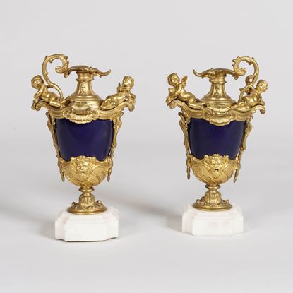 A Pair of Gilt Bronze and Porcelain Vases