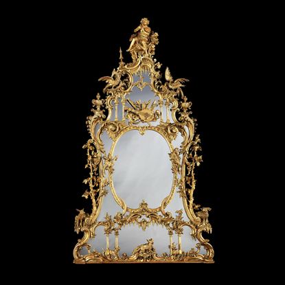 A George III Style Carved Giltwood Mirror After a design by Thomas Johnson