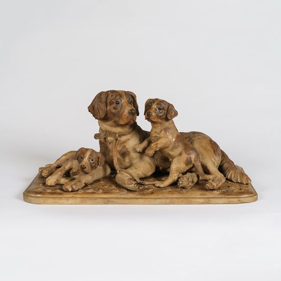 A 'Black Forest' Carved Dog Group