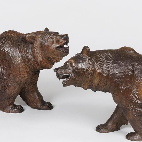 A Pair of Miniature Black Forest Bear Carvings