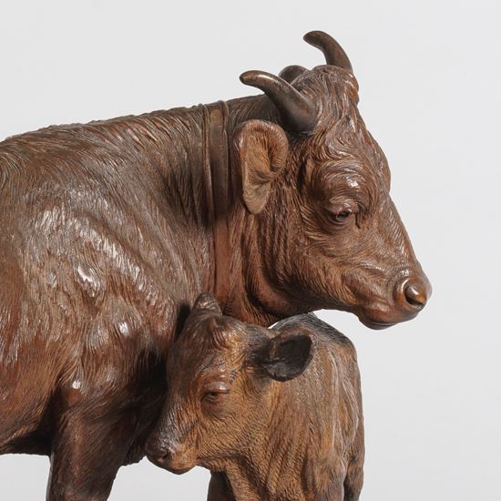A Pair of Black Forest Cattle Attributed to Johann Huggler