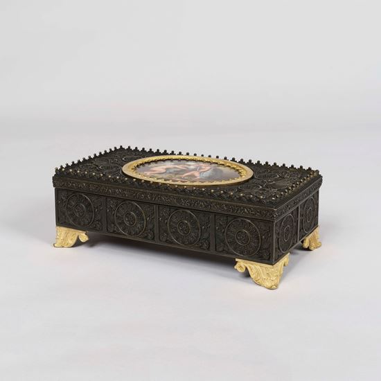 A Gothic Revival Bronze Inkwell