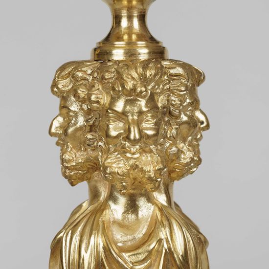 An Important Pair of Louis XVI Style Ormolu Candlesticks In the manner of Pierre Gouthière