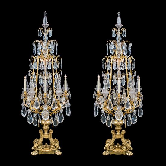 A Magnificent Pair of Louis XV Style Ormolu & Crystal Girandoles Probably by Baccarat