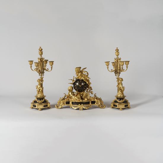 A Napoleon III Garniture de Chéminée By Henri Picard