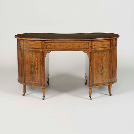 A Satinwood Writing Desk in the Manner of Maple & Co