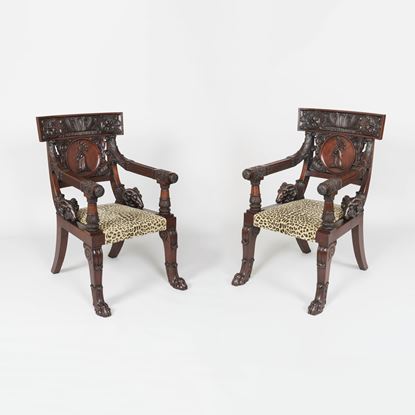A Pair of Klismos Armchairs of Important Size