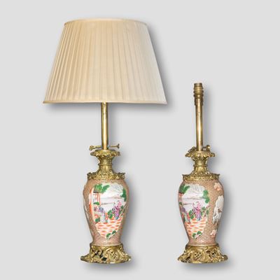 A Pair of Canton Chinese Lamps