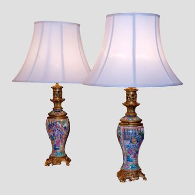 Fine Pair of Chinese Baluster form lamps 