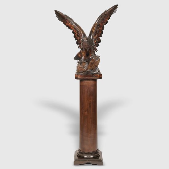 A Black Forest Sculpture of an Eagle on Stand