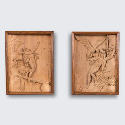 Pair of Carved Limewood Shadow Boxes