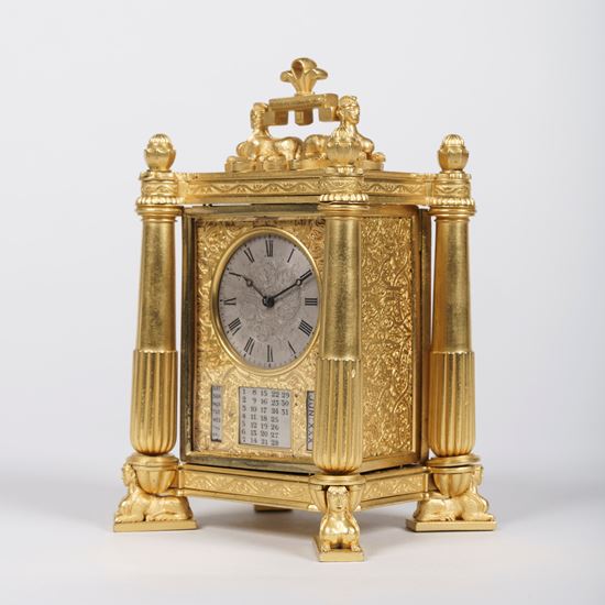 A Superb 'Egyptian' Style Carriage Clock In the manner of Thomas Cole