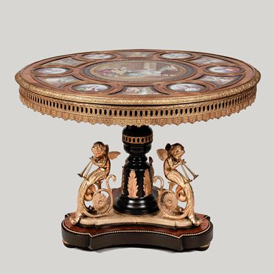 A Superb Gueridon Centre Table With Sèvres Style Porcelain Panels