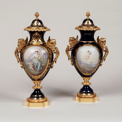 Pair of Ormolu-Mounted 'Sèvres' Porcelain Vases