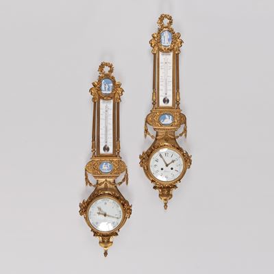 A Fine Quality Clock & Barometer Set by Carcany & Robin, after models on exhibition in the Louvre Museum, Paris