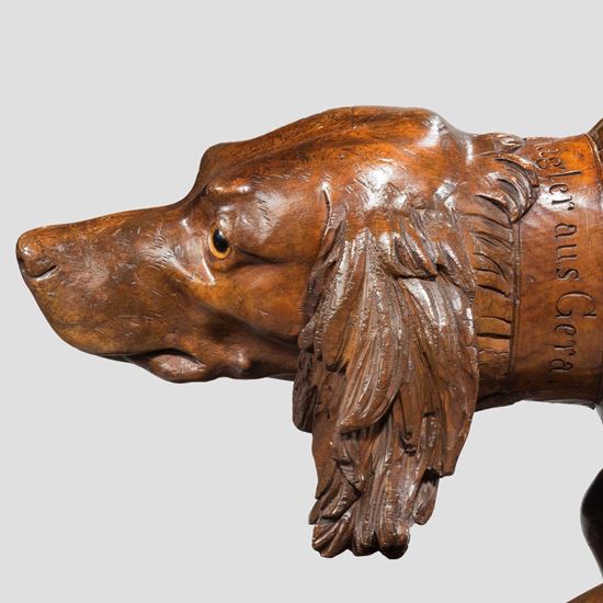 A Life-Sized Black Forest Carved Hunting Dog
