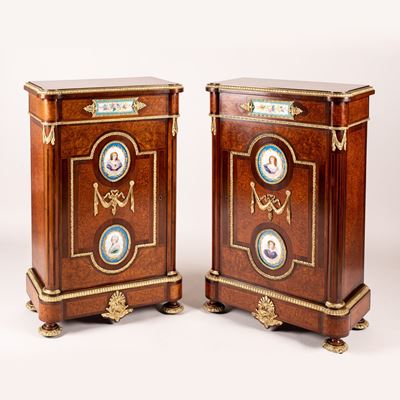 A Pair of Porcelain-Mounted Pier Cabinets