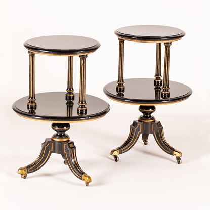 A Pair of Black Lacquered Étagères In the Early Aesthetic Manner
