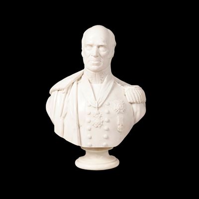 A Sculpted Carrara Marble Bust of Lt General Sir Lewis Grant KCB KCH (1778-1852)