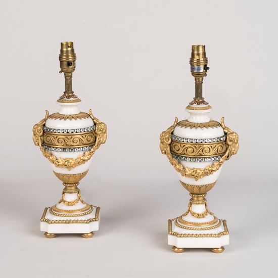A Fine Pair of Marble Lamps In the Louis XVI Style