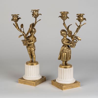 A Fine Pair of Figural Candelabra Signed Eugène Bazart of Paris