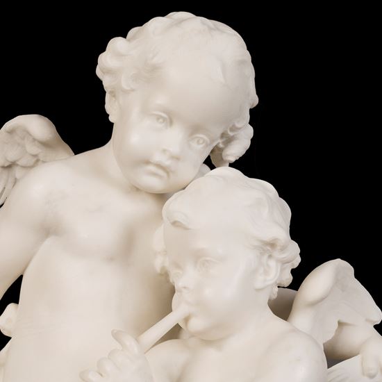 An Italian Carved Sculptural Group of Eros & Erato