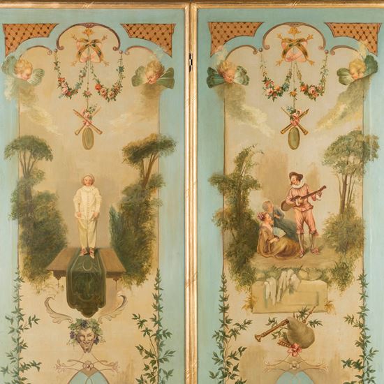 A Painted Four-Fold Screen In the Rococo Manner