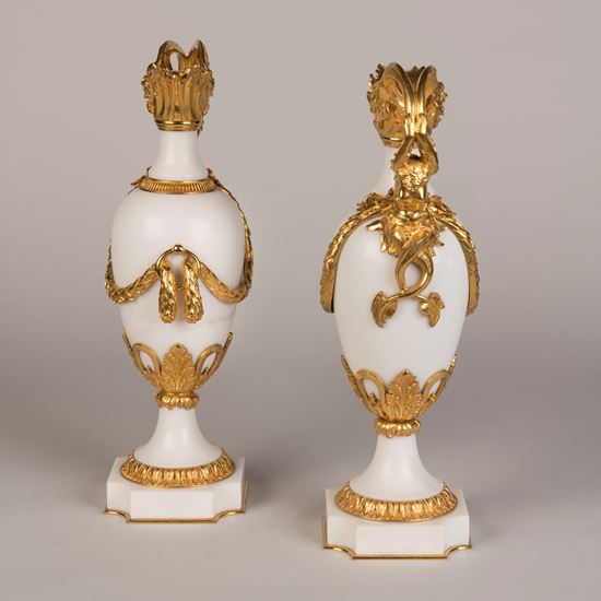 A Pair of Ormolu-Mounted Marble Vases In the Louis XVI Style