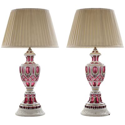 A Pair of Bohemian Crystal Vase Lamps