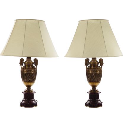 A Rare Pair of Bonze Lamps by Barbedienne