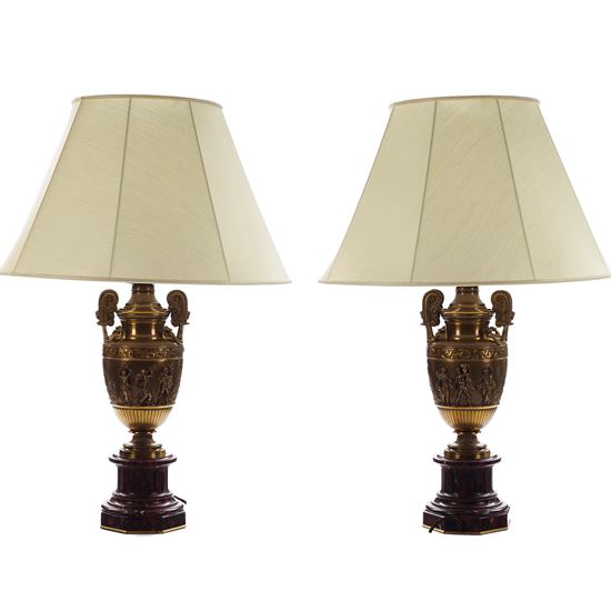 A Rare Pair of Bonze Lamps by Barbedienne