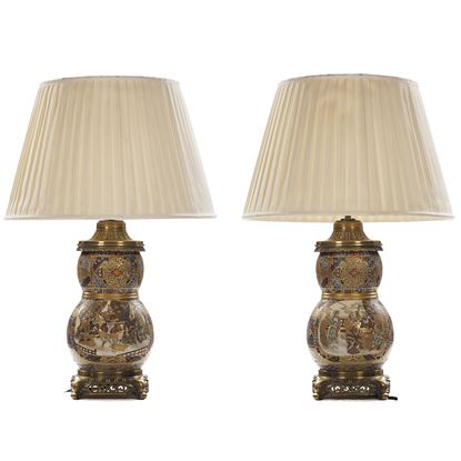 A Pair of Japanese Porcelain Vase Lamps