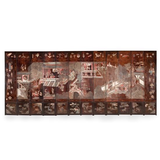 An Important Twelve Fold Coromandel Lacquer Screen from the Kangxi Period