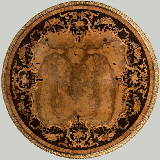 A Very Fine Marquetry Inlaid Table In the manner of Gillows