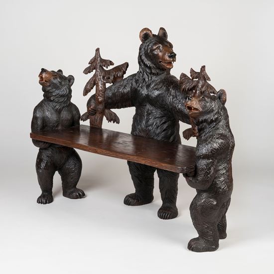 A Sensational Carved 'Black Forest' Bear Bench