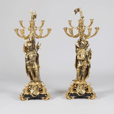 An August Pair of Napoleon III Silvered and Gilt Bronze Candelabra