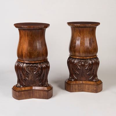 A Pair of Mid-19th Century Carved Baluster Pedestals