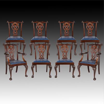 A Set of Eight Late George II Style Dining Chairs