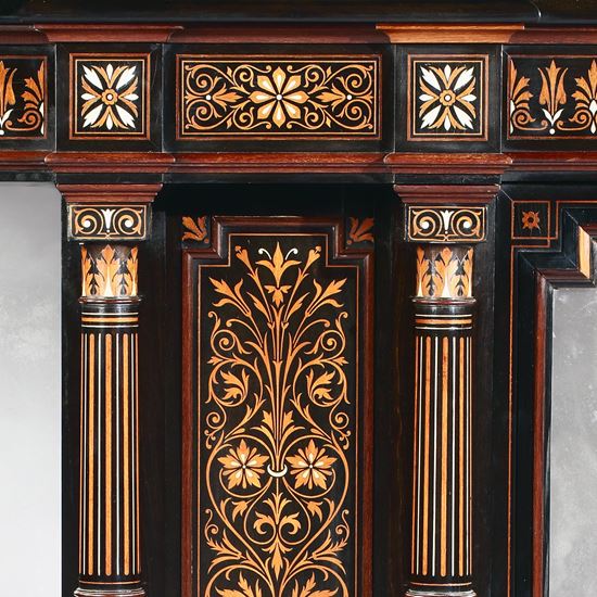 A Matched Pair of Drawing Room Cabinet of the Aesthetic Period attributed to Jackson & Graham
