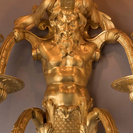 An Important Pair of Ormolu Louis XIV Style Wall Appliques By Henry Dasson of Paris