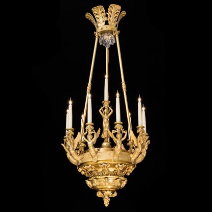 A French Empire Style Ormolu 10-Light Chandelier