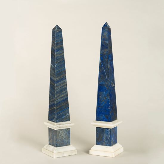  A Near Pair of Lapis Lazuli Obelisks