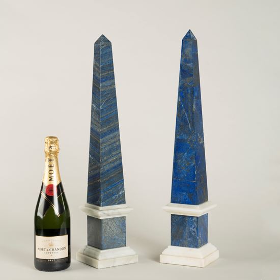  A Near Pair of Lapis Lazuli Obelisks