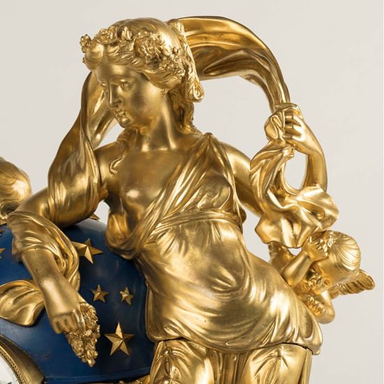 An Impressive Marble and Gilt Bronze Mantel Clock In the Louis XVI Manner