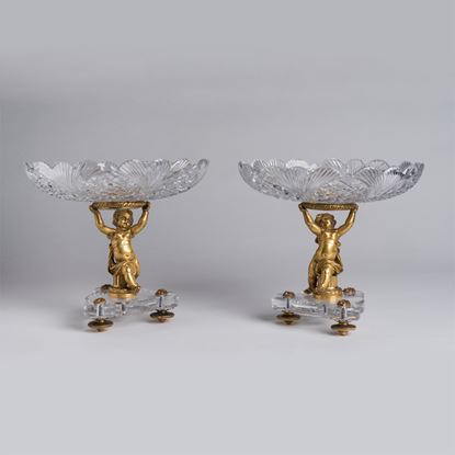 A Pair of French Ormolu and Cut-Crystal Compotes by Baccarat