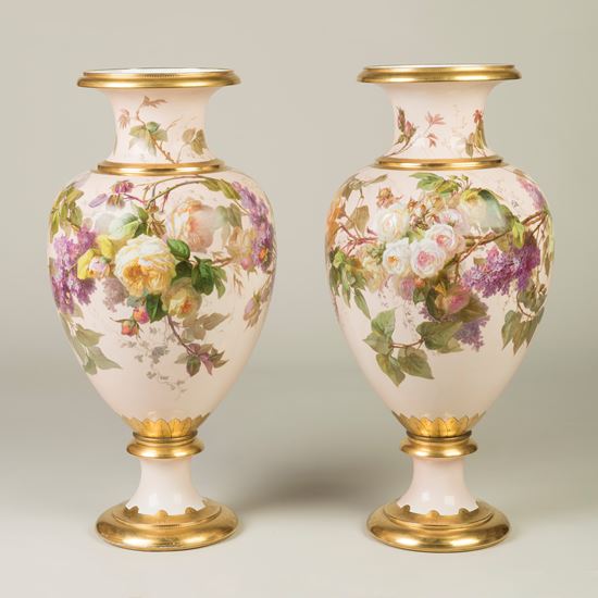A Rare Pair of Pink Paris Porcelain Vases