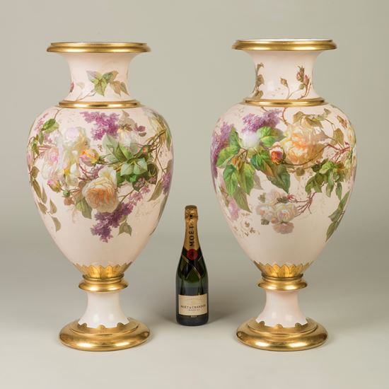 A Rare Pair of Pink Paris Porcelain Vases